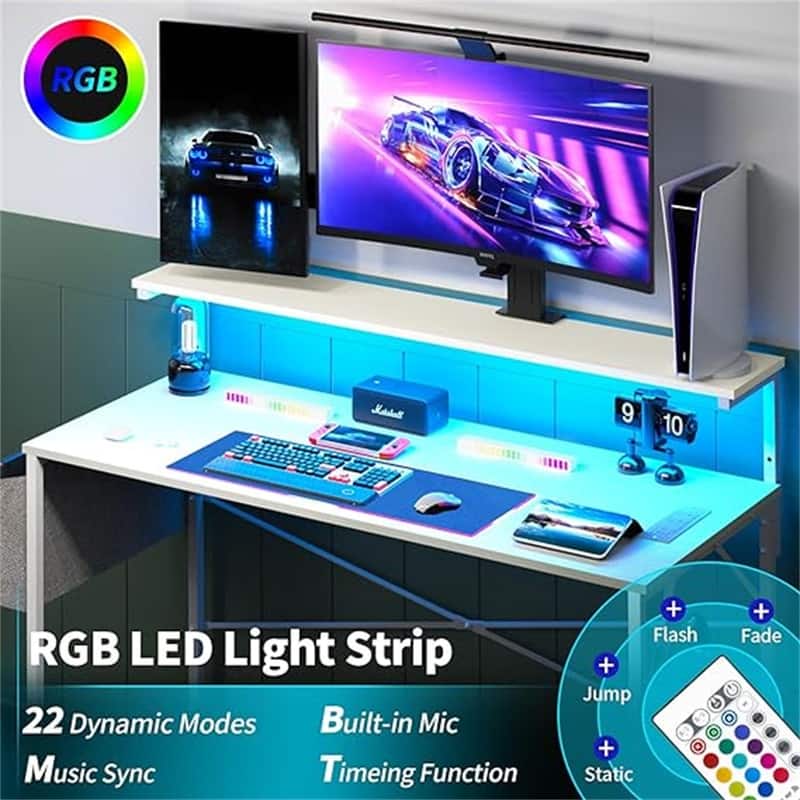 Computer Desk with Power Outlets Fast