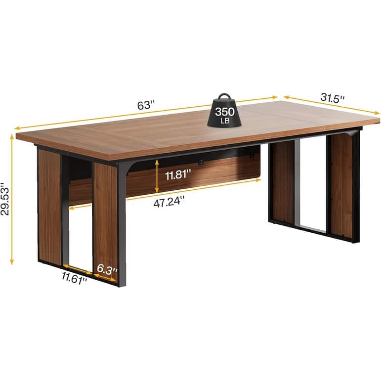 63‘’ L-Shaped Executive Desk, Large Computer Desk with 39.37-Inch Drawers Cabinet