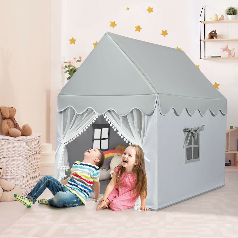 Spacious Children's Fairy Castle Play Tent with Mat for Imaginative Play - 41" x 47" x 55" (L x W x H)