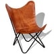 preview thumbnail 2 of 5, vidaXL Butterfly Chair, Goat Leather, 26 x 29.1 x 35.4 Inches, Brown - 29.1" x 26" x 35.4"