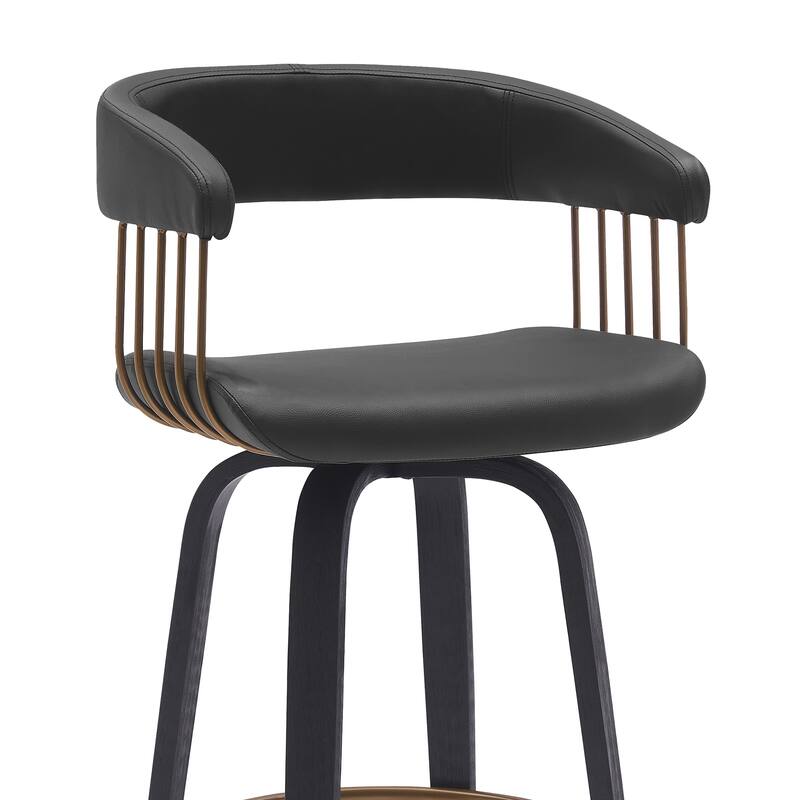 Topanga Modern Swivel Bar Stool, Upholstered Counter Height Chair with Bentwood Legs