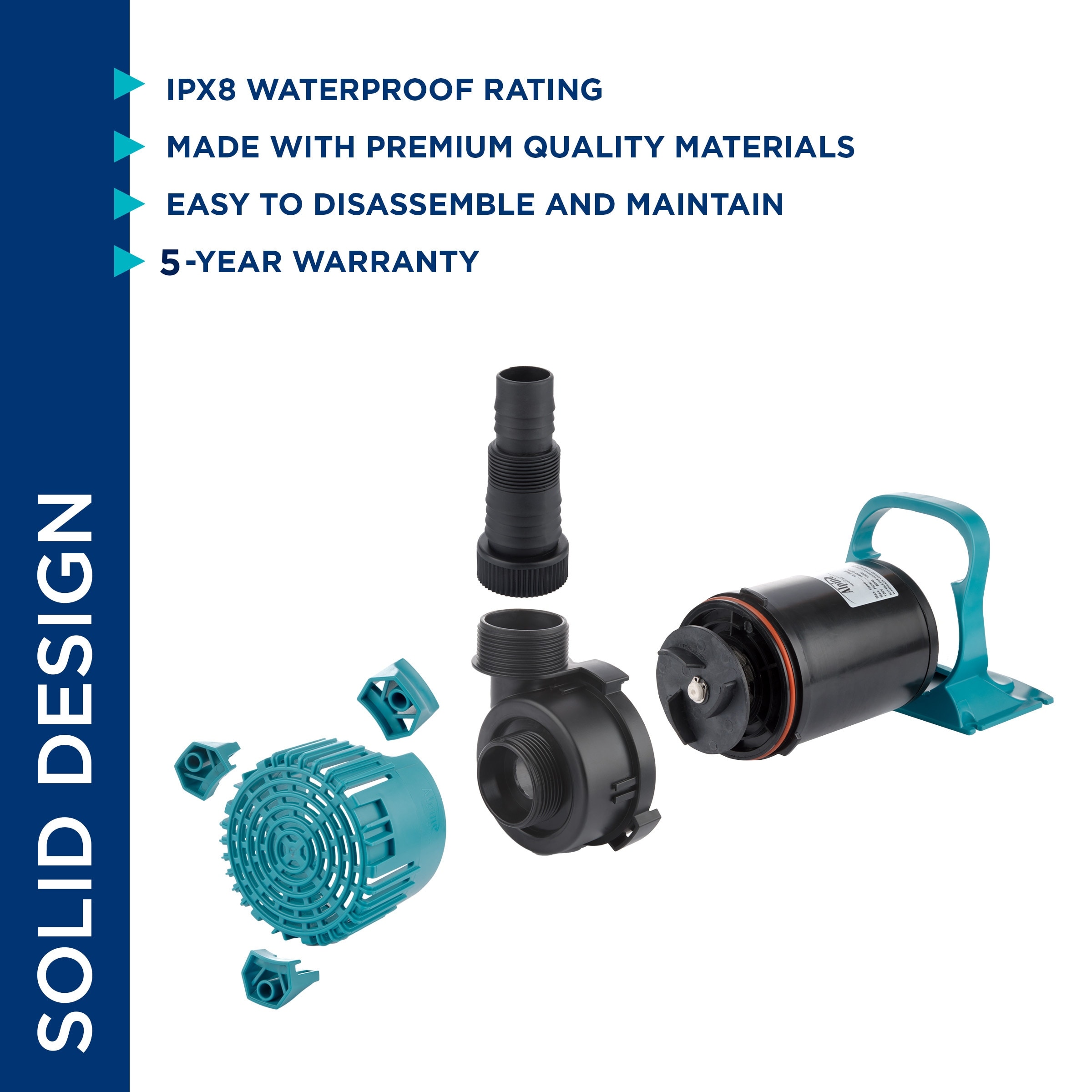 Alpine Corporation Energy-Saving Vortex Pump for Ponds, Fountains, Waterfalls, and Water Circulation, Blue/Black