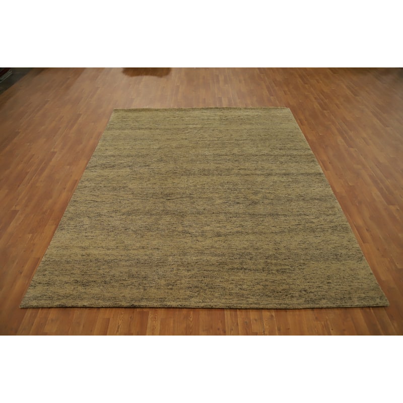 Hand Knotted Oriental 100% Wool Carpet Modern Modern Beige & Ivories Gabbeh Area Rug - 10' 0'' X 8' 2''