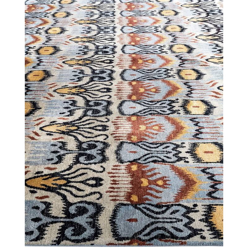 Ikat One-of-a-Kind Hand-Knotted Area Rug - Beige, 8' 2" x 10' 1" - 8' 2" x 10' 1"
