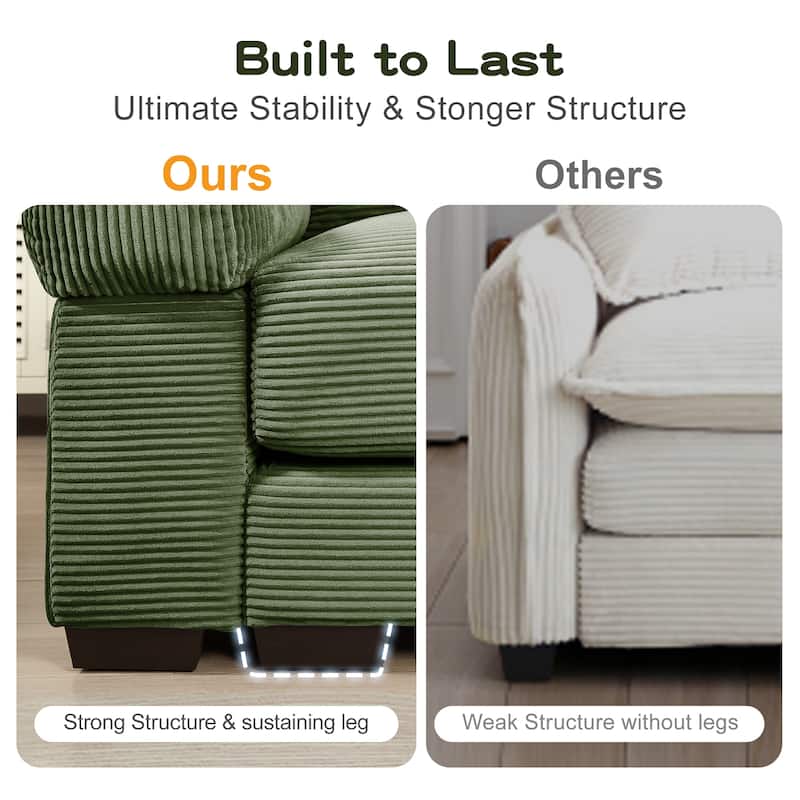 GDFStudio - Soft Corduroy Fabric 1-Seater 54.3" Sofa Chair with Ottoman