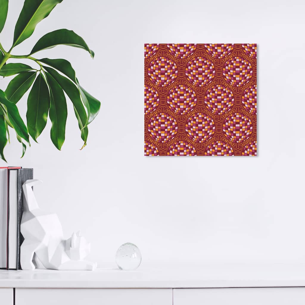 Wynwood Studio Canvas Abstract Disco Ball Pattern Brown and Maroon Modern & Contemporary Wall Art Canvas Print