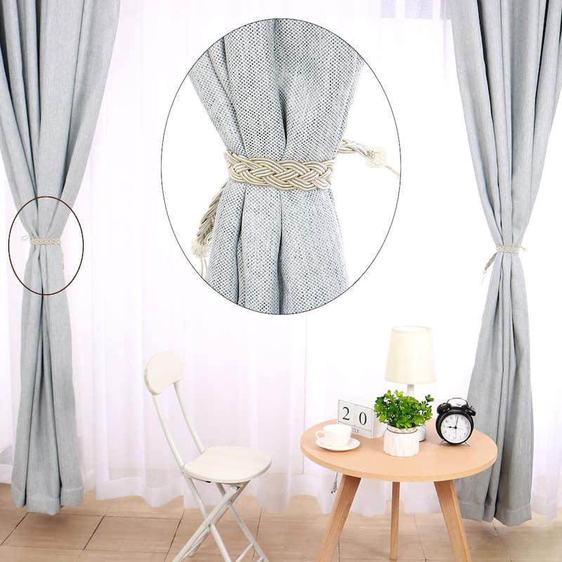 2pcs Curtain Tieback 23" Holdback Decorative Rope Curtain Holder - Beige - 23" x 1"