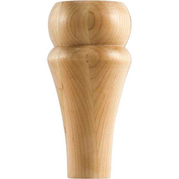 slide 1 of 1, Hardware Resources Bun Foot with Decorative Styling, 6"H x 3"D Natural Hard Maple