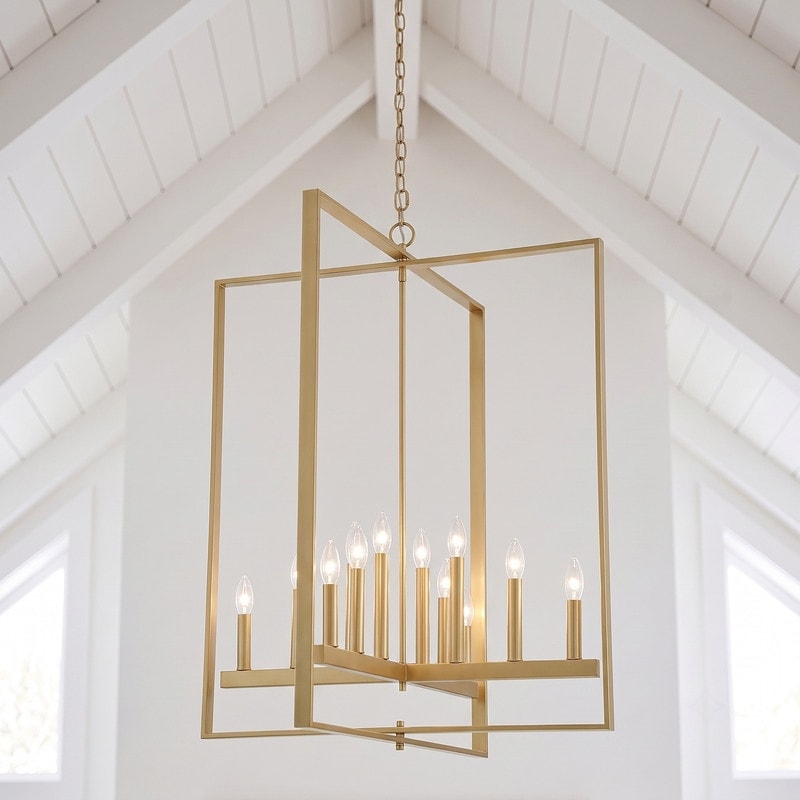 Acroma Modern Farmhouse 12-light Geometric Adjustable Metal Candle Chandelier - 31 inches