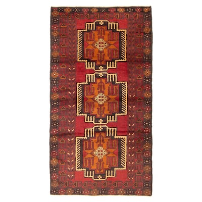 ECARPETGALLERY Hand-knotted Baluch Red Wool Rug - 3'5 x 6'3