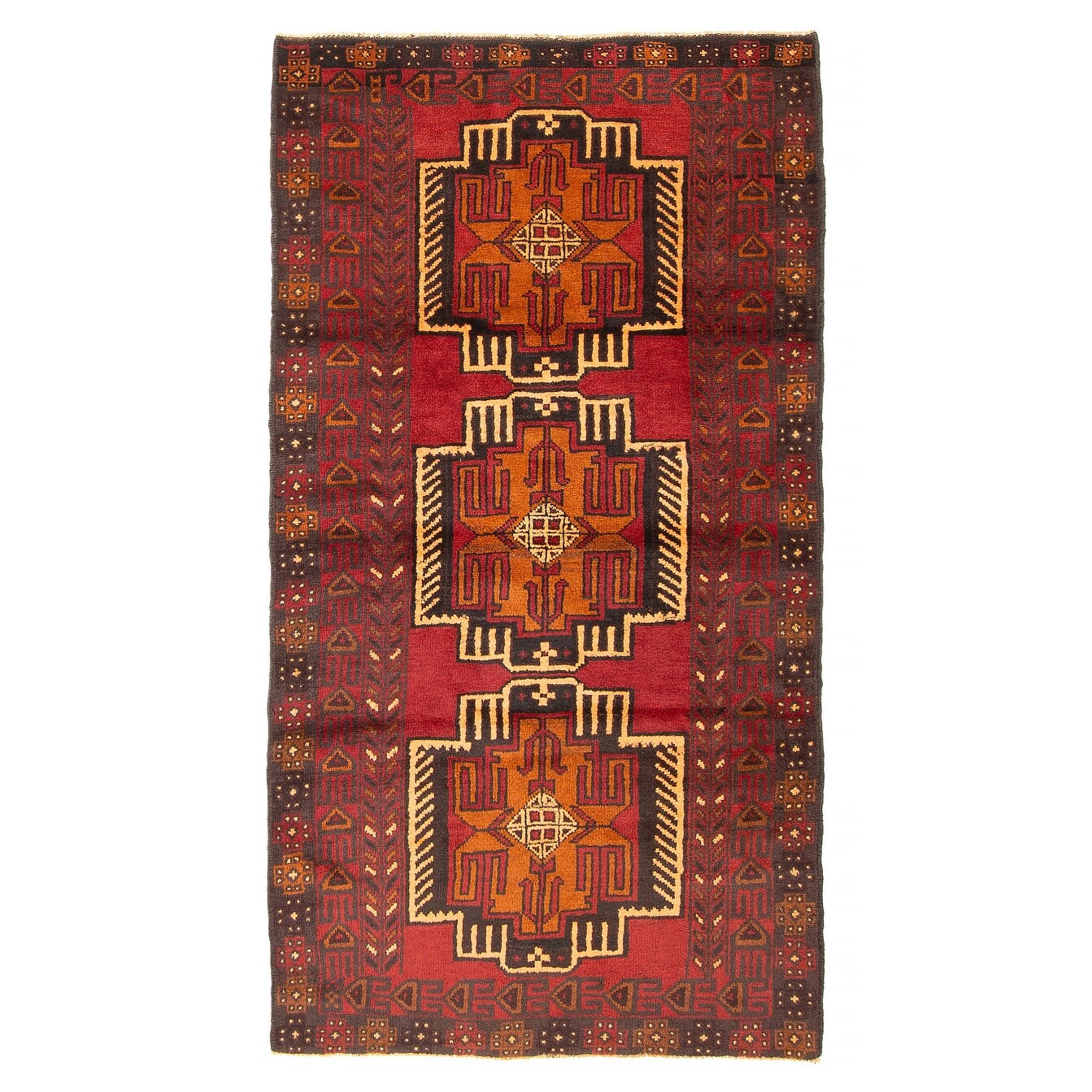 ECARPETGALLERY Hand-knotted Baluch Red Wool Rug - 3'5 x 6'3