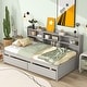 preview thumbnail 1 of 16, Twin Day Bed with Side Bookcase & 2 Drawers - Multifunctional Design Gray