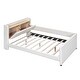 preview thumbnail 21 of 27, Upholstered Bed Platform Bed Faux Leather Bed Frame with Storage Headboard and Guardrail Wood Slat Support Low Profile Bed