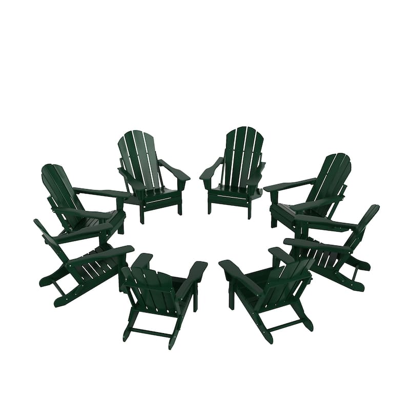 Polytrends Laguna Hdpe All Weather Outdoor Patio Foldable Adirondack Chairs (Set Of 8)