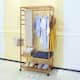 Rolling Clothes Garment Racks Bamboo Hanging Stand