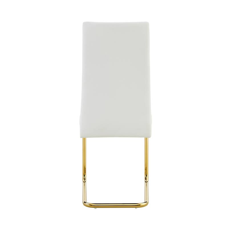 2-Pack White PU Upholstered Dining Chairs
