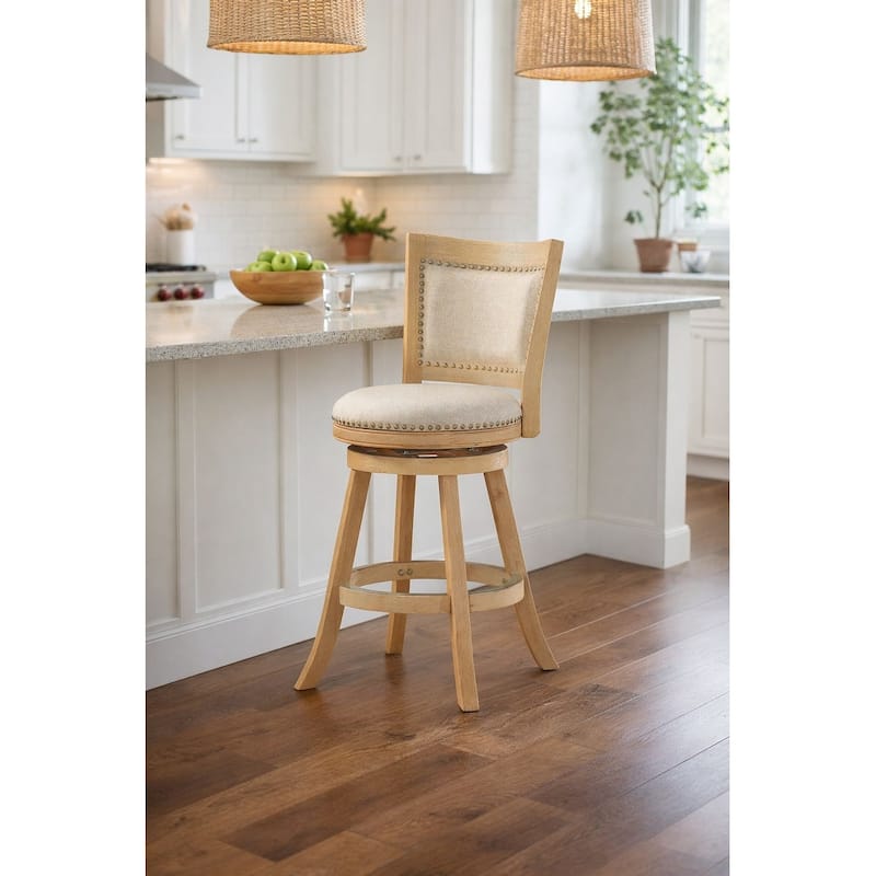 Melrose High Back Swivel Wood Counter Stool