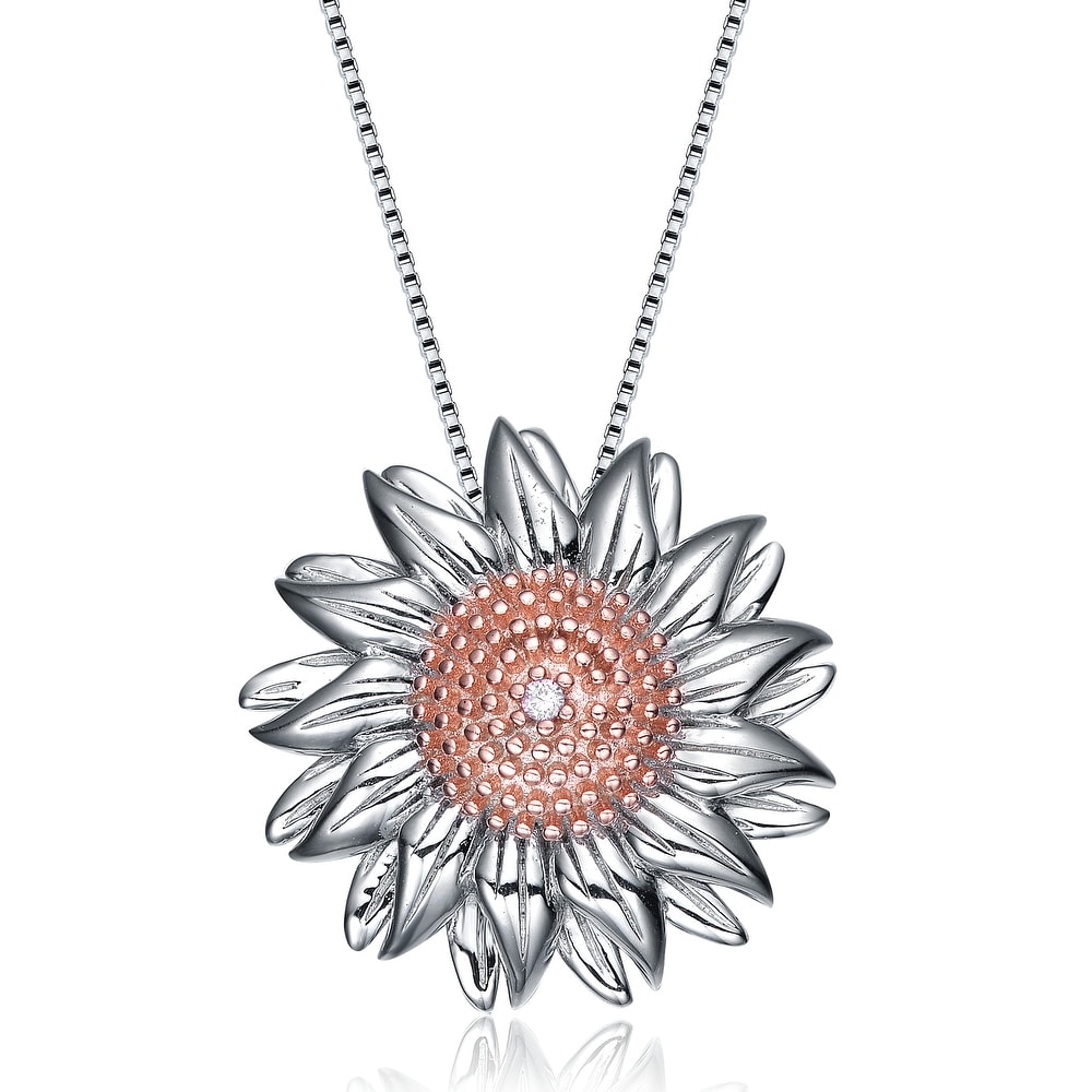 Gold or Rose Sunflower Necklace 