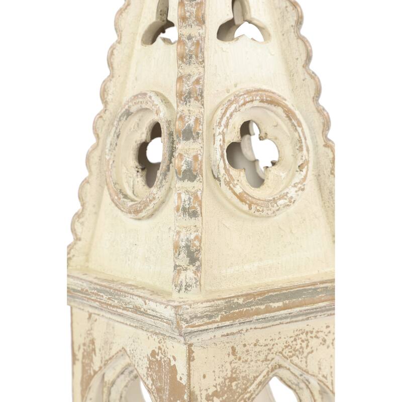 White Wood Standing Decorative Indoor Outdoor Candle Lantern
