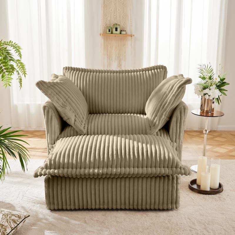 Oversized Accent Chair with Ottoman, Modern Cloud Chaise Lounge Chair with Deep Seat, Upholstered Armchair Reading Sofa Chairs