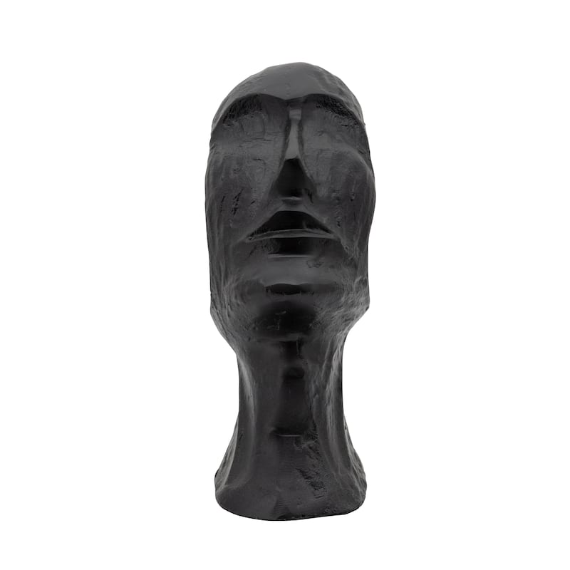 11" Metal Face Sculpture Aluminum Abstract Facial Statue in Black Creative Contemporary Decorative Figurine for - 5" x 9" x 12"