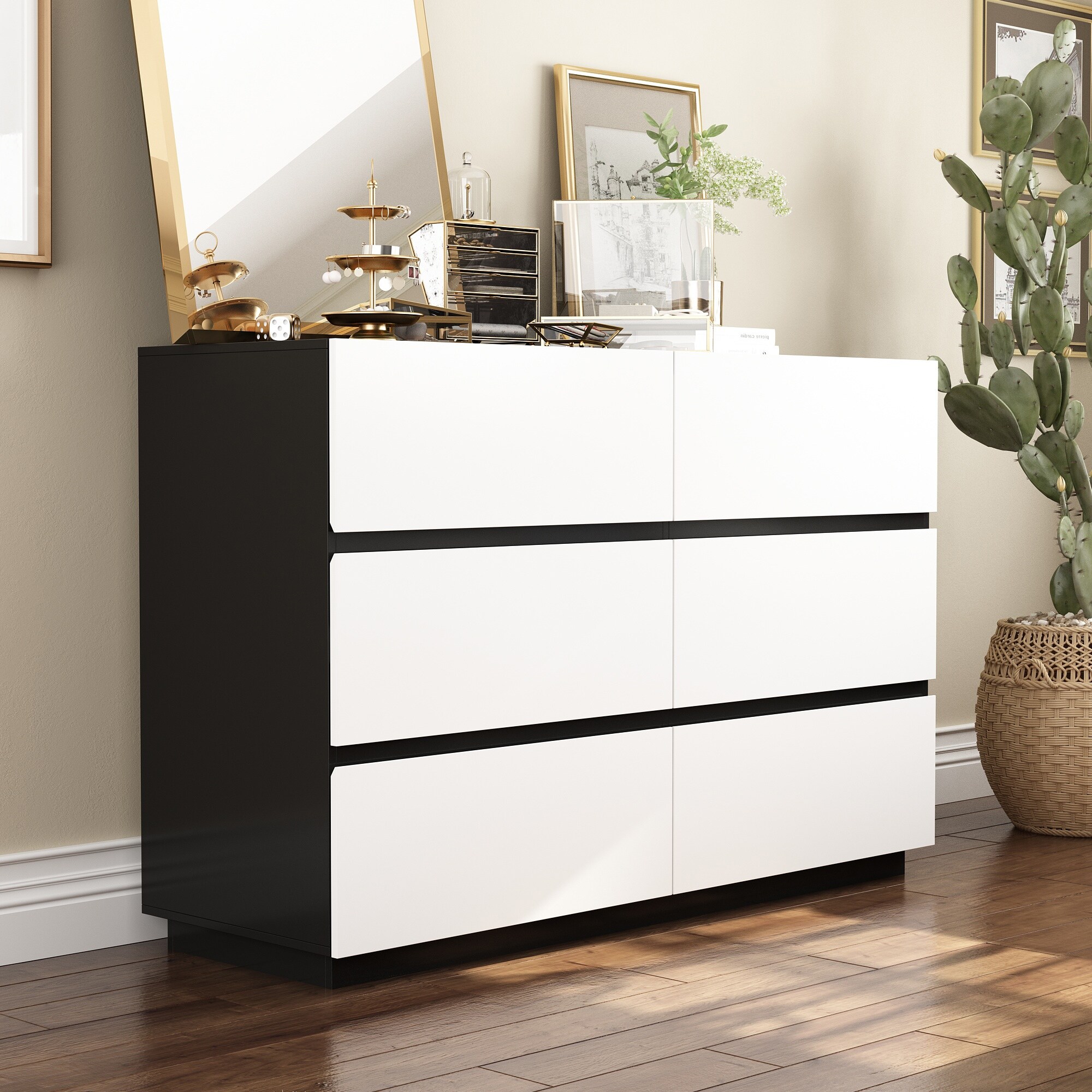 White handleless dresser cheap
