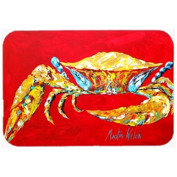 Carolines Treasures MW1116CMT 20 x 30 in. Crab Blue on Red Sr. Kitchen Or Bath Mat