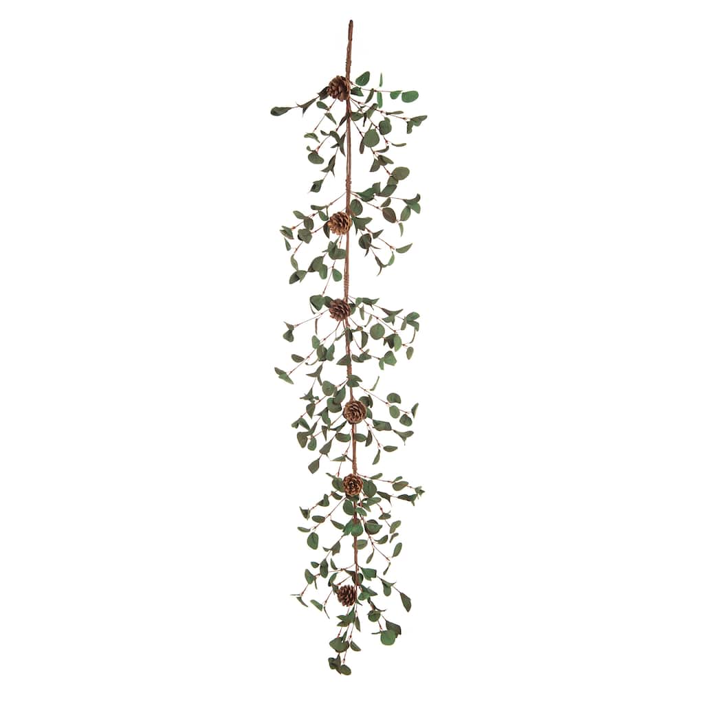 Transpac Foam 60 in. Green Christmas Eucalyptus Garland with Pinecones