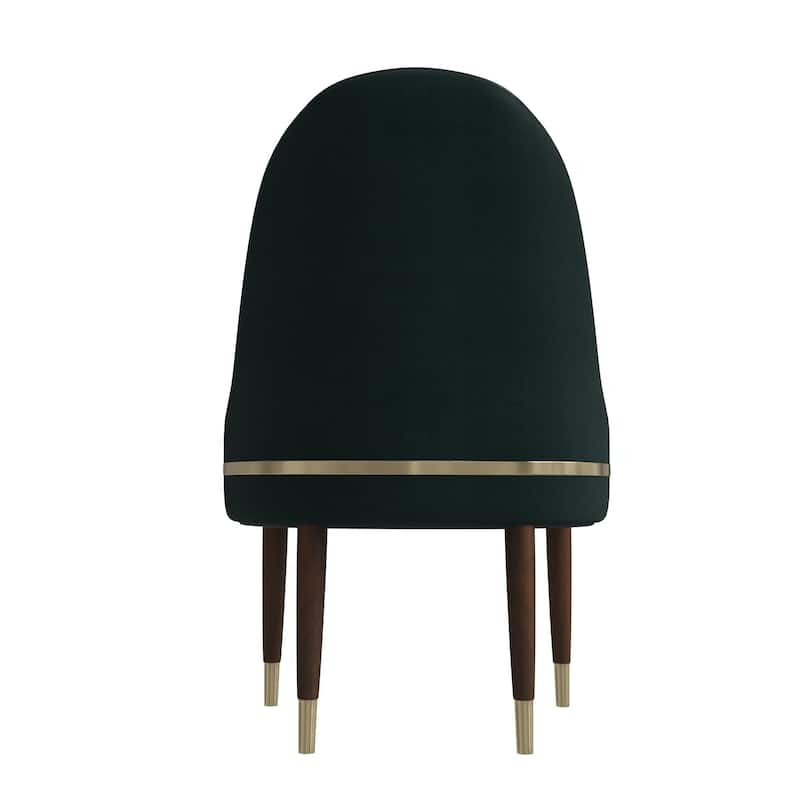 Leather Dining Chair with a Ripple Back and Gold Accents Design Elara Collection