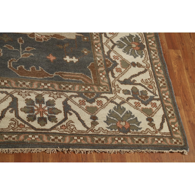 Gray Oushak Indian Area Rug Hand-Knotted Wool Carpet - 8'2" x 9'8"