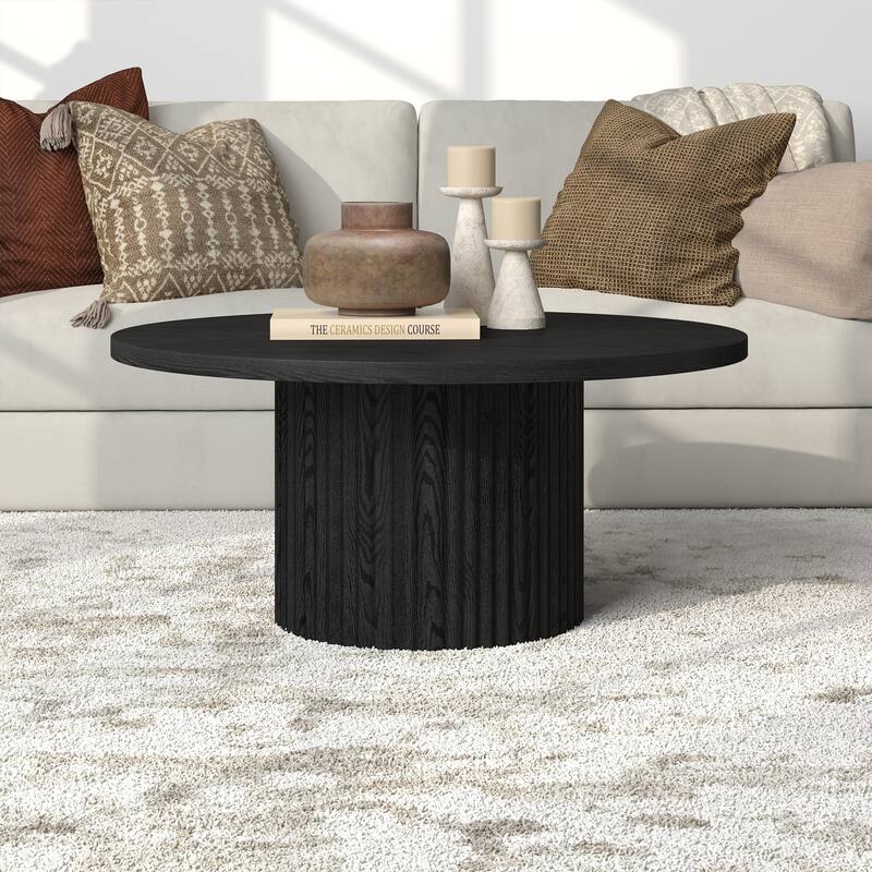 Rollan 32" Wide Round Fluted Coffee Table - 32" Wide