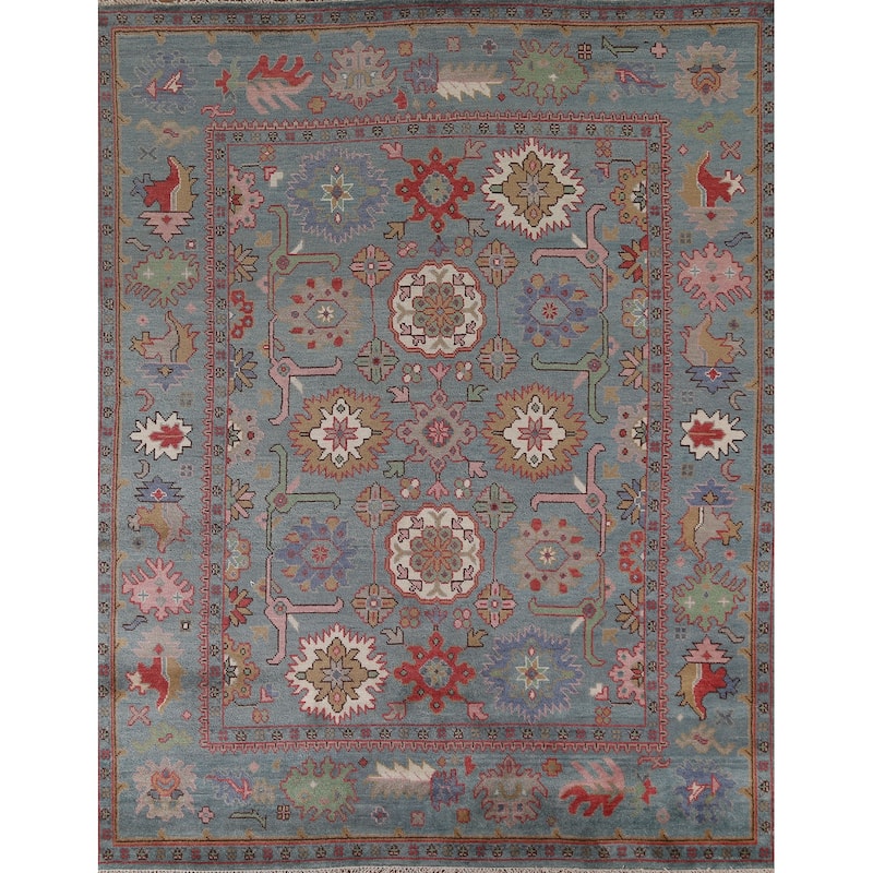 All-Over Oushak Oriental Area Rug Hand-Knotted Wool Carpet - 8'2"x 9'10"