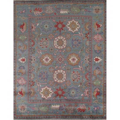 All-Over Oushak Oriental Area Rug Hand-Knotted Wool Carpet - 8'2"x 9'10"