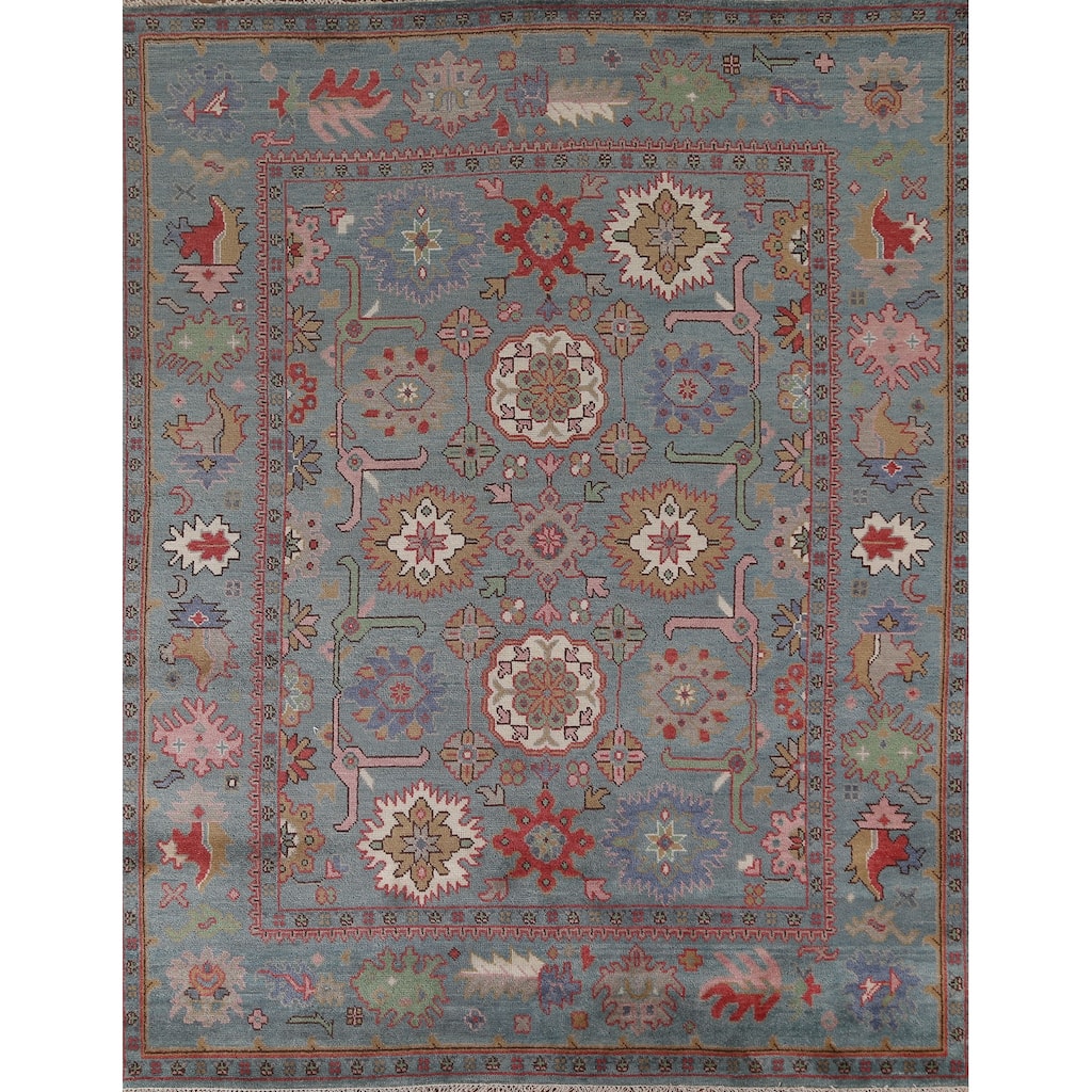All-Over Oushak Oriental Area Rug Hand-Knotted Wool Carpet - 8'2"x 9'10"