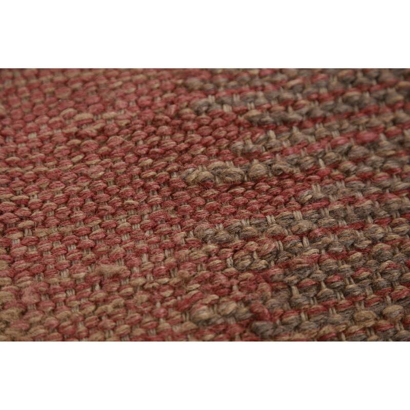 Hand Woven Oriental 100% Jute Carpet Modern Stripe Brown Kilim Area Rug - 11' 7'' X 9' 2''