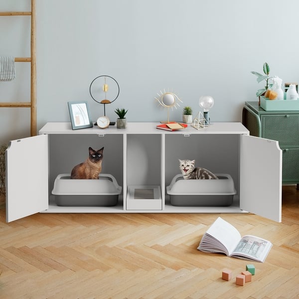 Cat Litter Box EnclosureModern Large Cat Washroom Storage 43.