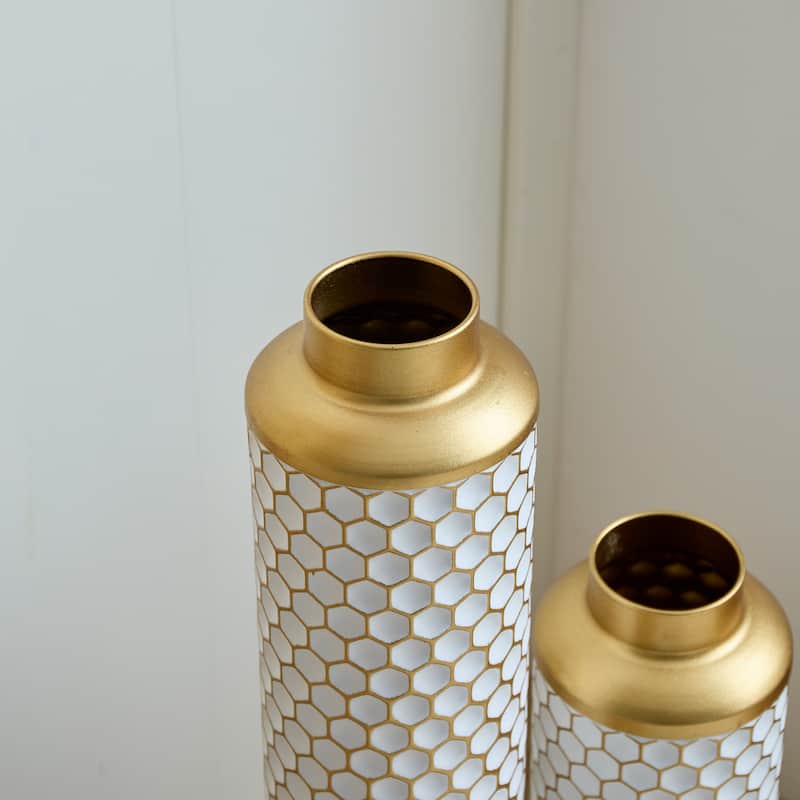 Floor Metal Vase Modern Style Droplet Shaped White Metal Vase 3-Piece Set Gorgeous Home Decoration Large Glazed Metal Vase