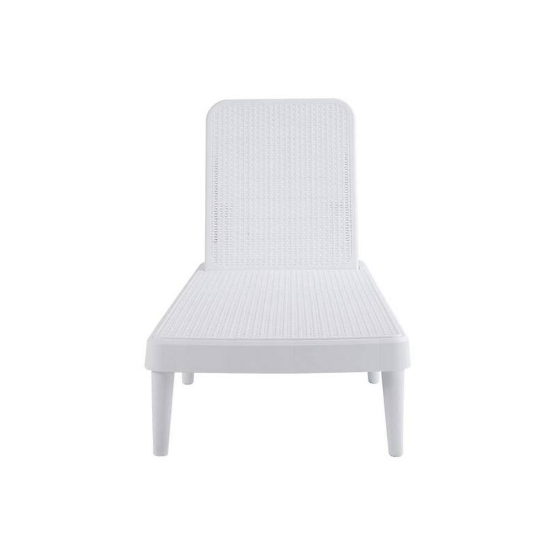 75" White Heavy Duty Plastic Outdoor Stacking Chaise Lounge