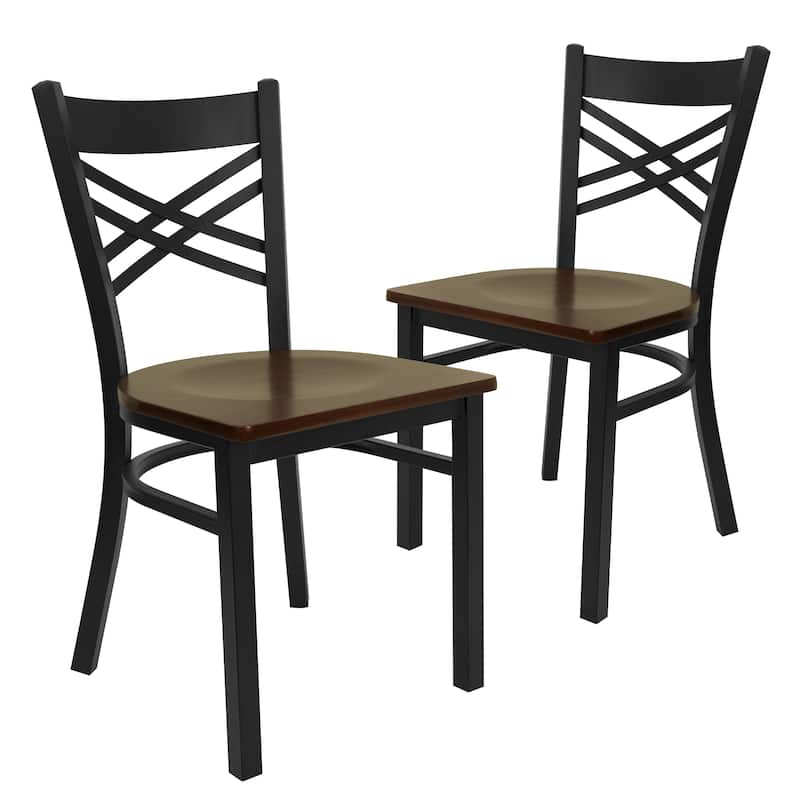 Steel X-back Restaurant Chair (Set of 2) - 16.5"W x 17"D x 32.25"H