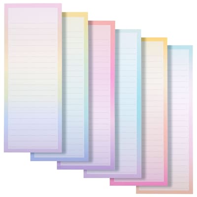 Juvale 6 Pack Magnetic List Pads for Refrigerator, Grocery Shopping Lists, 3.5 x 9 In