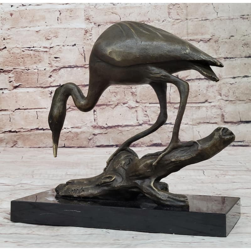 Egret Crane Great Blue Heron Wetland Coastal Bird Art Bronze Marble Statue Gift