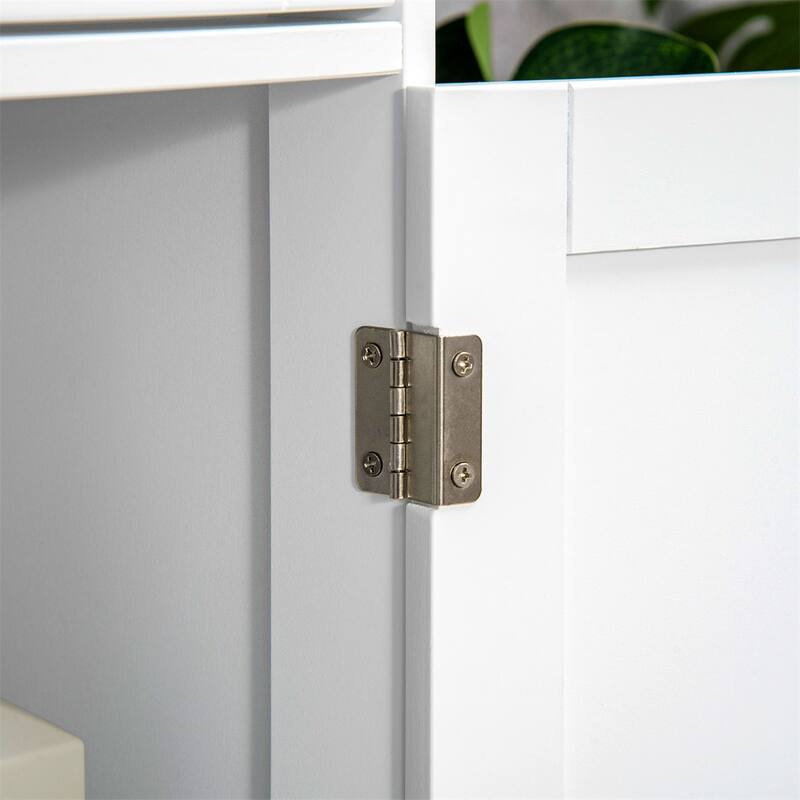White MDF Bathroom Storage Cabinet with 2 Drawers, Adjustable Shelf and Anti-Tip - 23.5" L x 11.75" W x 32.25" H