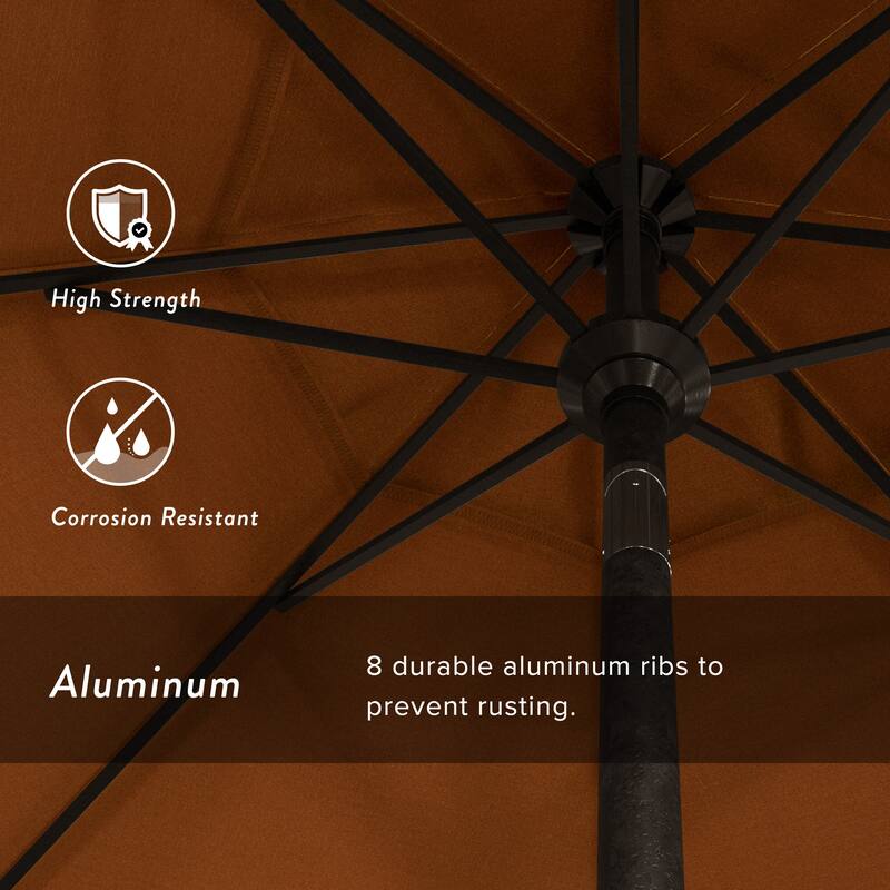 California Umbrella 7.5' Rd. Aluminum Patio Umbrella, Crank Lift with Push Button Tilt, Bronze Finish, Pacifica Fabric