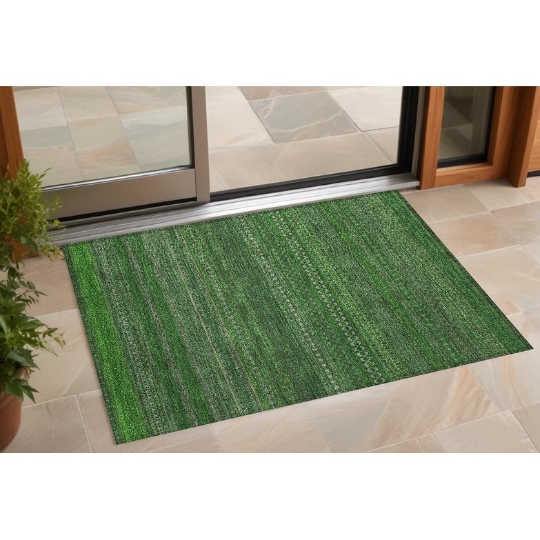 Alfisi Stripe Weather Resistant Timeless Fusion Outdoor Rug