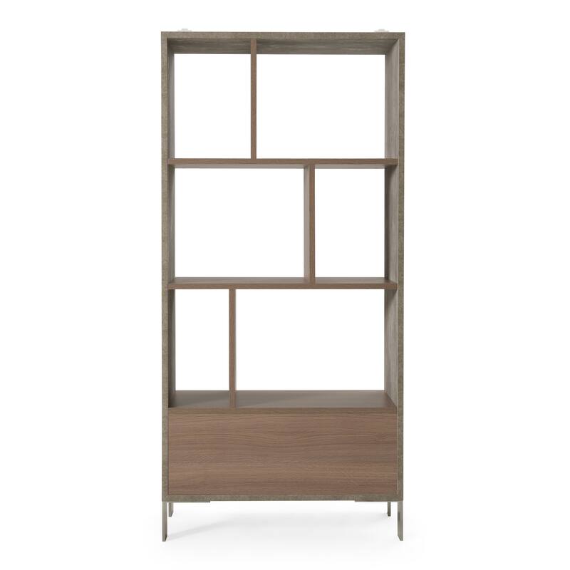 Nova Domus Boston Modern Brown Oak & Faux Concrete Bookcase