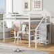 preview thumbnail 1 of 7, Modern Style Full Size Loft Bed withStaircase and Built-in Storage Wardrobe. White
