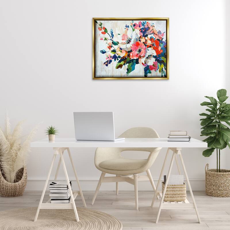Stupell Abstract Flower Blooming Branch Framed Floater Canvas Wall Art Design By Franklyn Gregory