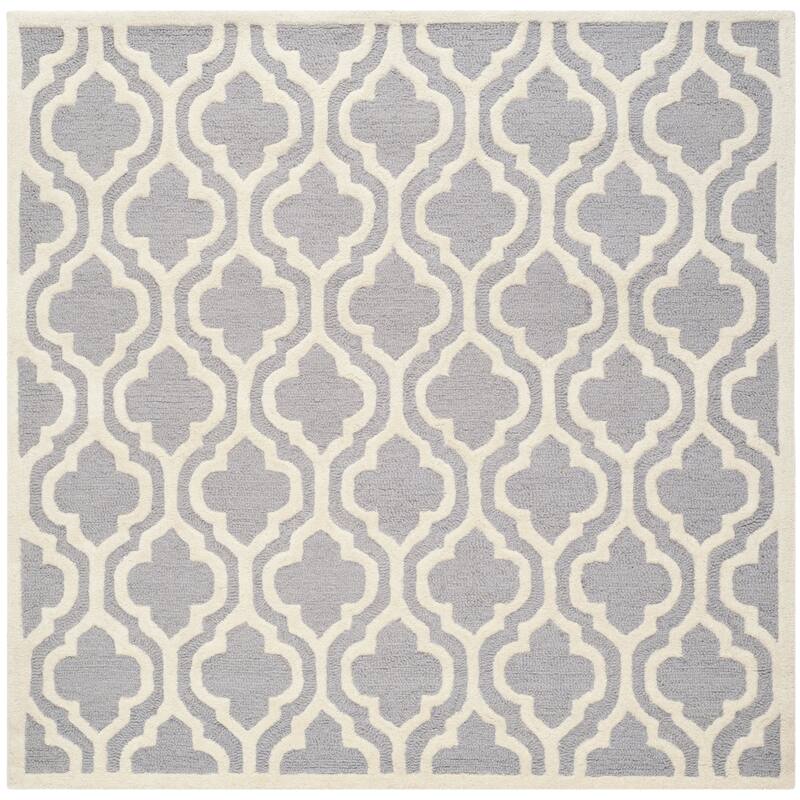 SAFAVIEH Handmade Cambridge Allana Modern Moroccan Wool Rug - 6' Square - Silver/Ivory