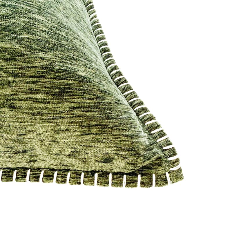 Textured Throw Pillow with Stitched Contrast Edge Set of 2