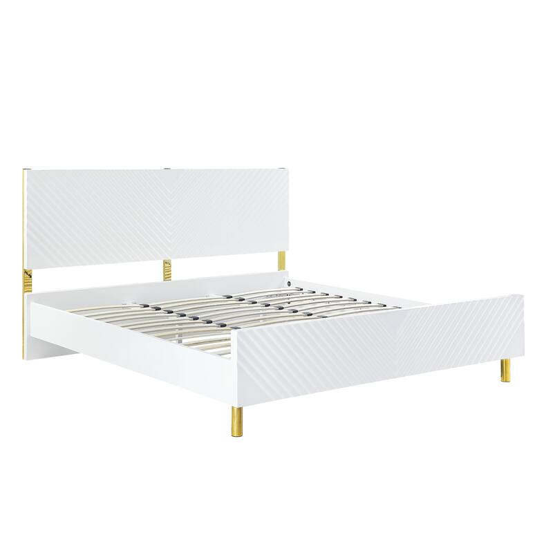 White High Gloss EK Bed - White